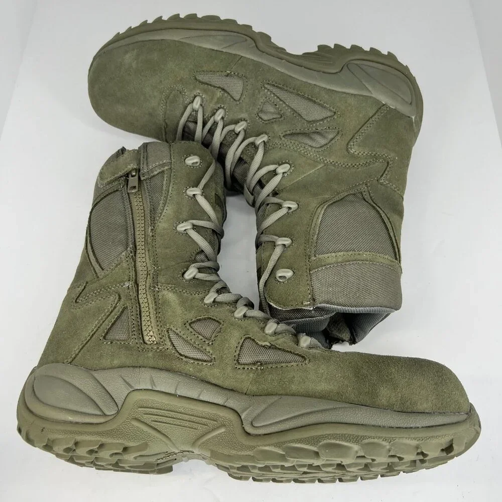 Reebok Mens RB8990 Sage Green Rapid Response With Zipper Size 14M Tactical Boots